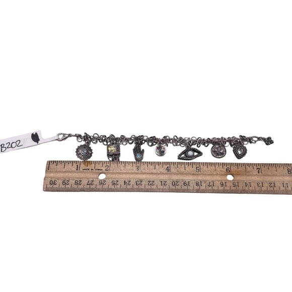 Patricia Locke 7.5 Silver Charm Bracelet With Colorful Gemstones & Unique Design - Picture 6 of 7